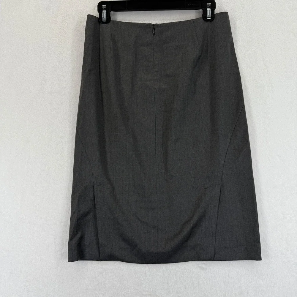 Theory Womens Gray Green Pinstripe‎ Wool Blend Pencil Skirt Career Size 4